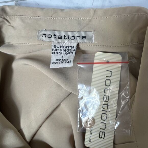 Notations Y2K NWT Button Up Shirt Blouse L Tan - Picture 6 of 10